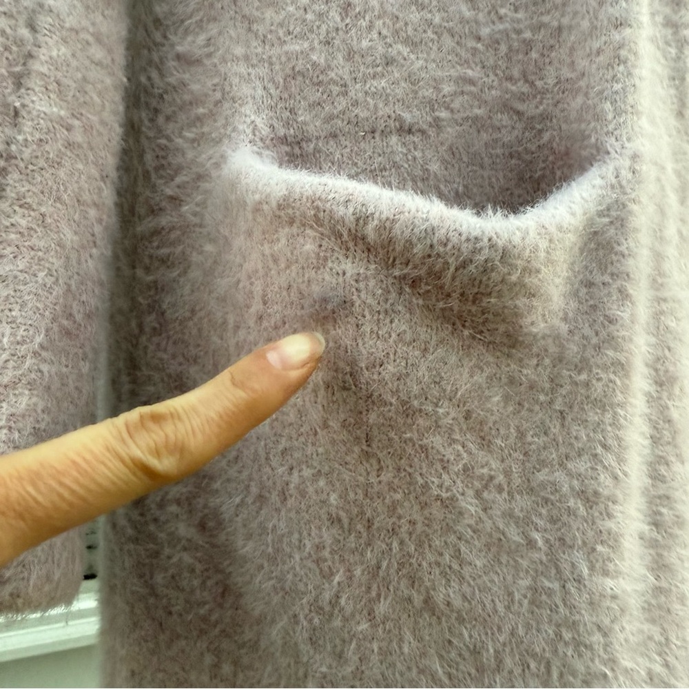Sleeping on snow by Anthropologie Thornton Longline Fuzzy Cardigan Mauve Lilac - Picture 8 of 16
